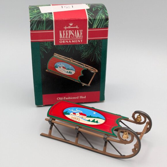 Hallmark Keepsake Old-Fashioned Sled 1991, Vintage Christmas Ornament - Picture 2 of 11